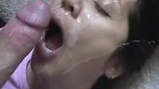 dirty talking laughing girlfriend gets a big facial