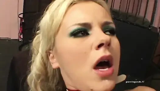 Bree Olson: After a striptease in the iron cage, she gets her ass fucked and receives the cum on her tongue