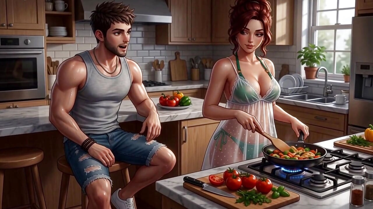 Madrasta tesuda não pode resistir ao pau do enteado na cozinha