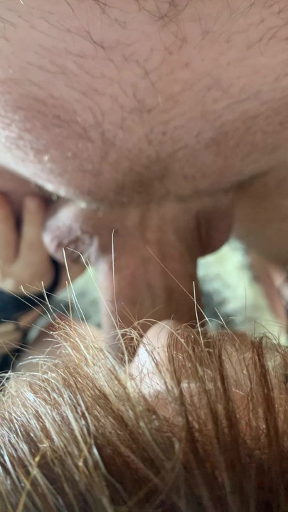 His big cock barely fits in my mouth. I'm having trouble swallowing it