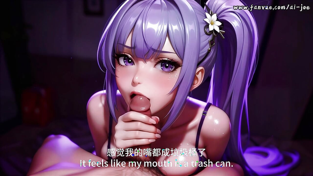 A beautiful woman with a purple high ponytail, offering you a unique allure.Episode 2.AI-generated