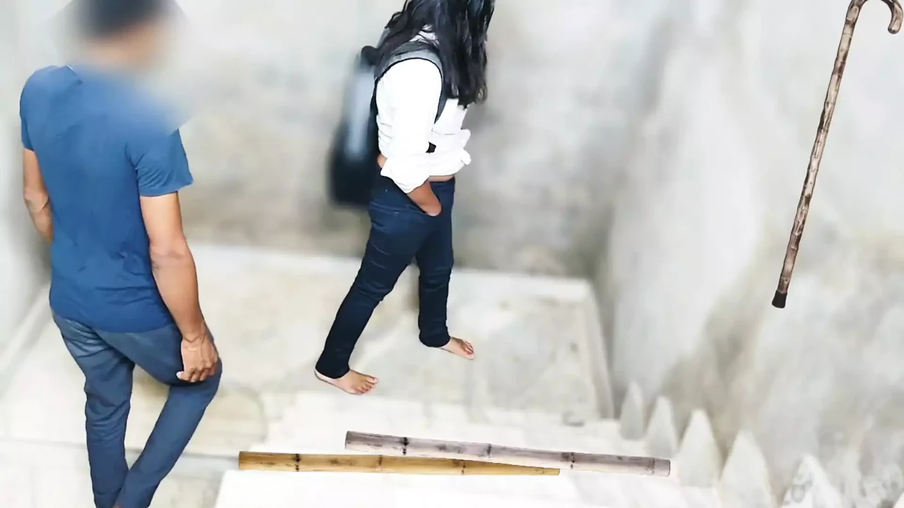 Indian college girl sex with her Classmate on Ladder full hindi sex , college couple hindi audio