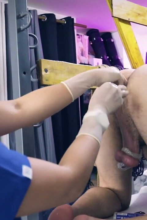Prostate exam turns into anal training & enema