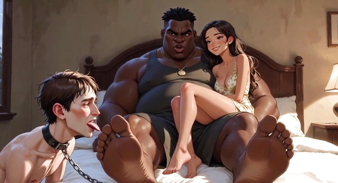 혀로 아내의 발을 청소하는 발 노예 남편 - 펨돔