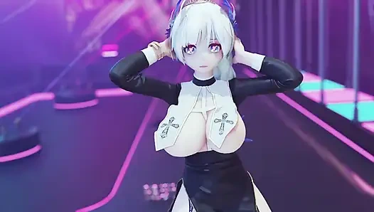 [mmd] Marionette brilian hitam dan putih erotis menyenangkan daging biarawati urinal pola cabul thong putih macan vagina