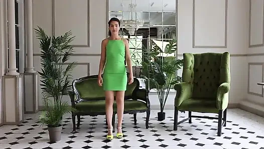 Sapphire in Green Dress & Heels