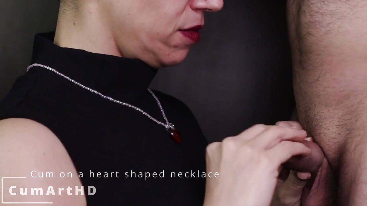 Cum on a Heart Shaped Necklace