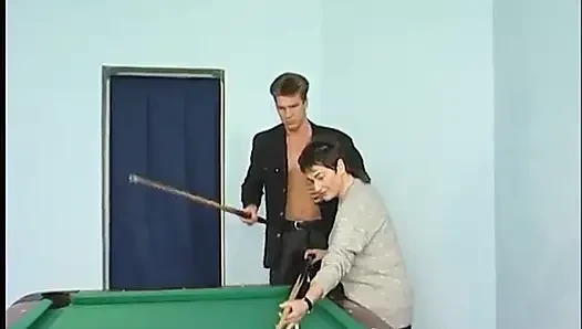 Stockinged mature slut fucked hard after pool stick drills her cooch
