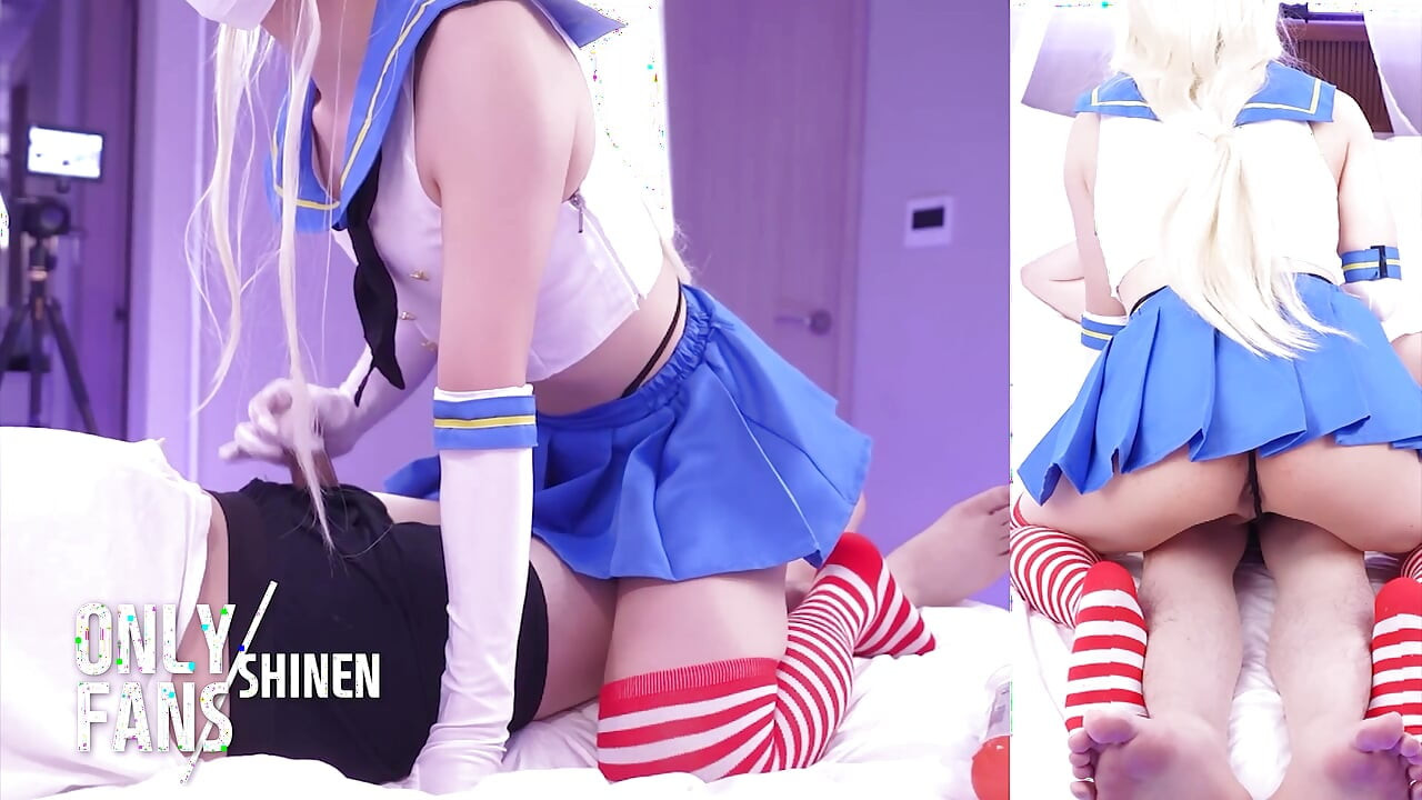 Kancolle Shimakaze Cosplay Jebanie, Obciąganie kowboj, Asian Femboy 7