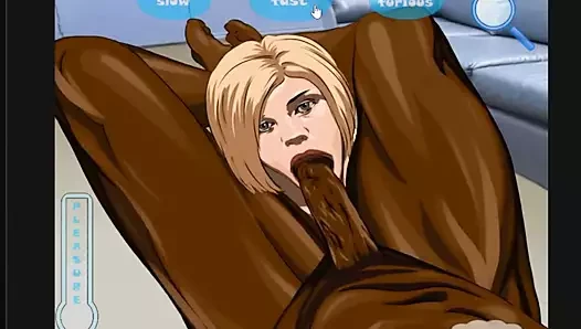 Blonde Anime gives a hard blowjob