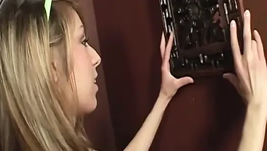 Blonde MILF Devours Huge Gloryhole Cock Covered in Cum