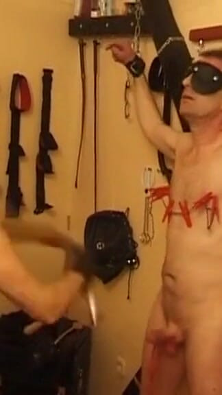 The attractive German domina plays with her servant's dick | Clip 1