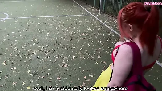 A female soccer player sucked me off in a public place and I came inside her pussy.