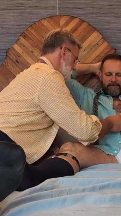 Iconic moment from "Two Hairy Daddys in bed afterwork - Seattle gets bred"