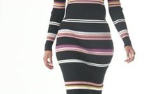 Striped Long Sleeve Round Neck Sweater Dress