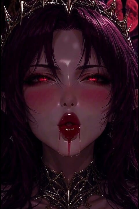 3d anime vampire queen masturbating in the light of the blood moon