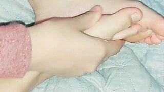 Teen half sister puts on foot cream delicious