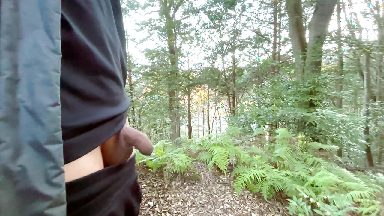 foreskin boy flashing in wood and pee
