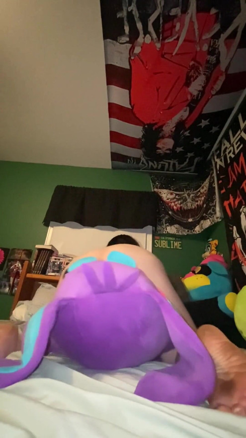 chubby goth face fucks her plushie then sniffs it! | Clip 1