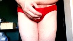 Red Satin Panty Cum Squirts