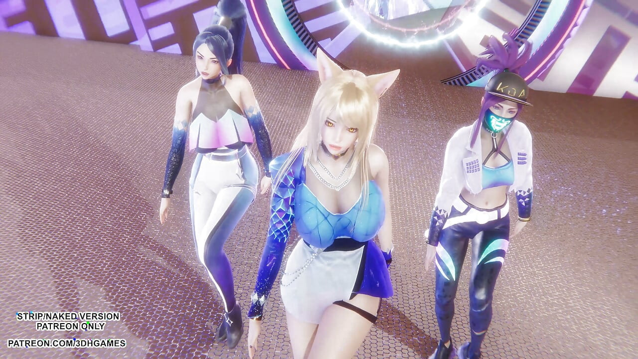 MMD KPop Demon Hunters - HUNTRX - Golden Ahri Akali Kaisa Sexy Kpop Dance League of Legends Hentai ocensurerad 4K 60FPS