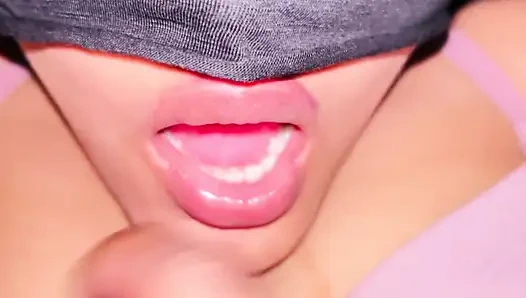 Closeup blowjob and cumshot in boobs