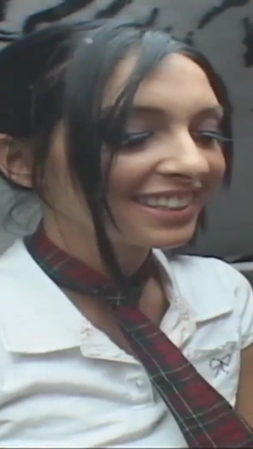 Skinny black haired college teen seduced by the candyman | Clip 1