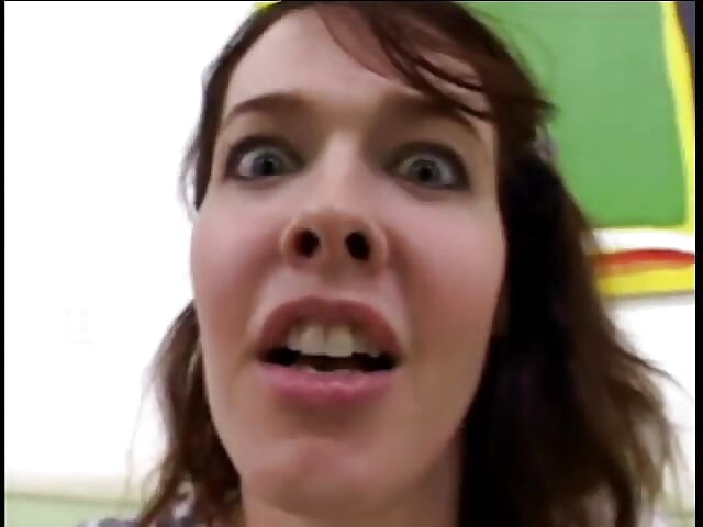 Cameraman films horny brunette sucking his tool and get jizzed
