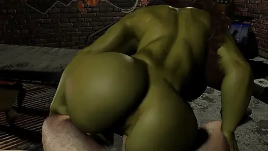 Thick Orc Woman Riding A Man In Bondage