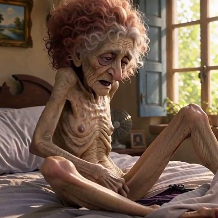 Very Old Widow Masturbates Her Wrinkled Pussy Alone and Craves a Huge Cock