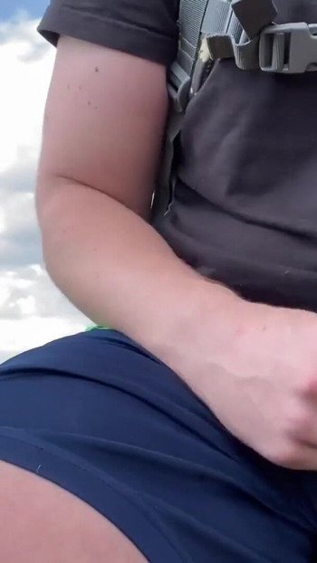 Key moment from "Huge cumshot while cycling, public masturbation"