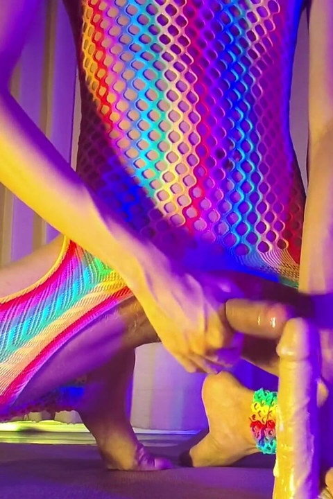 Orange Balaclava Mask Sissy Trans Dyed Pubic Hair Fuck Myself with Dildo