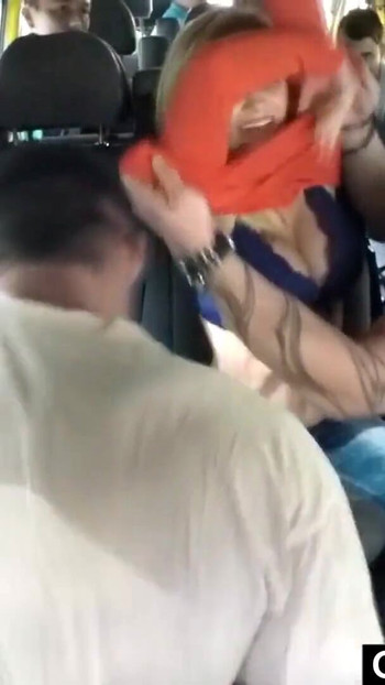 Emotional moment from "Married Busty MILF GangBanged in Bus"