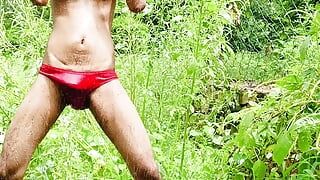 Horny bald dady alone in forest ,horny and bath 🚿