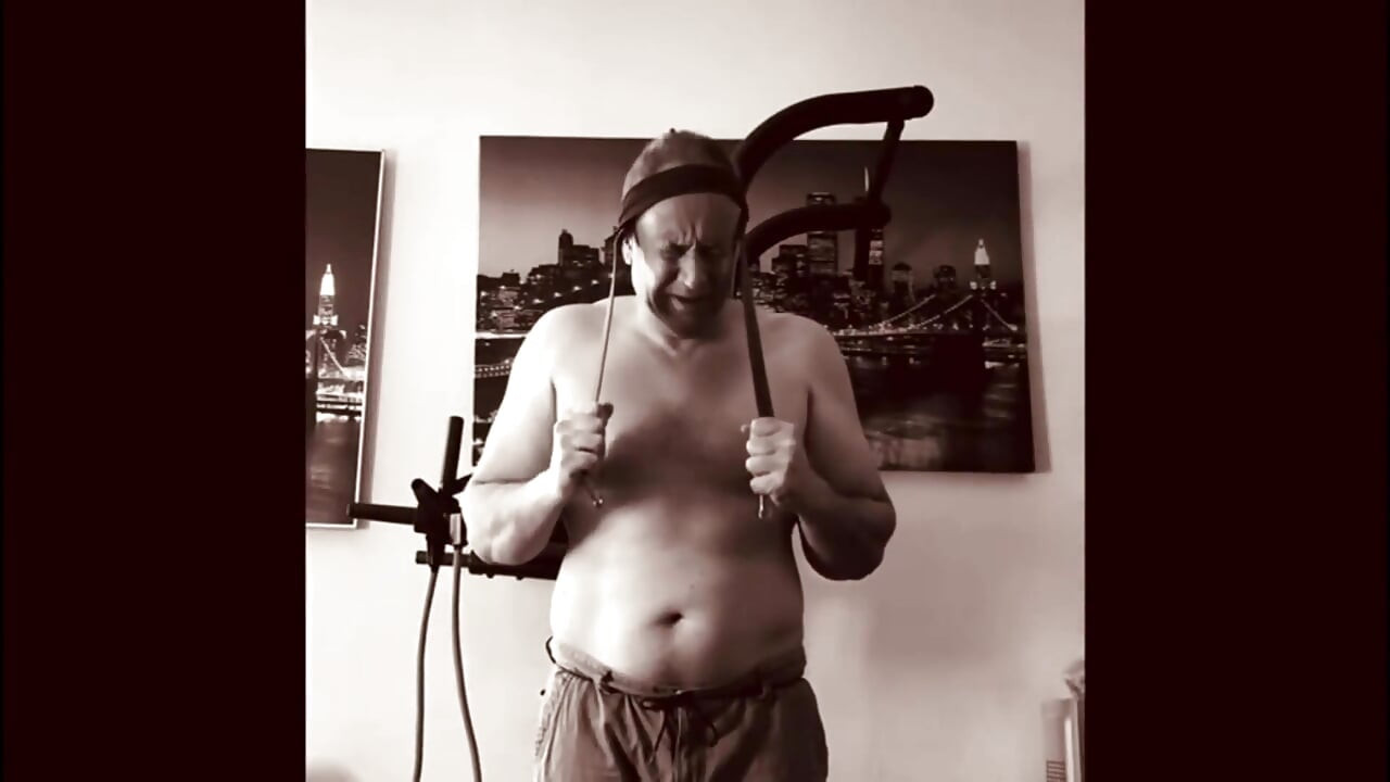 Fit Old Man Masturbating After Workout