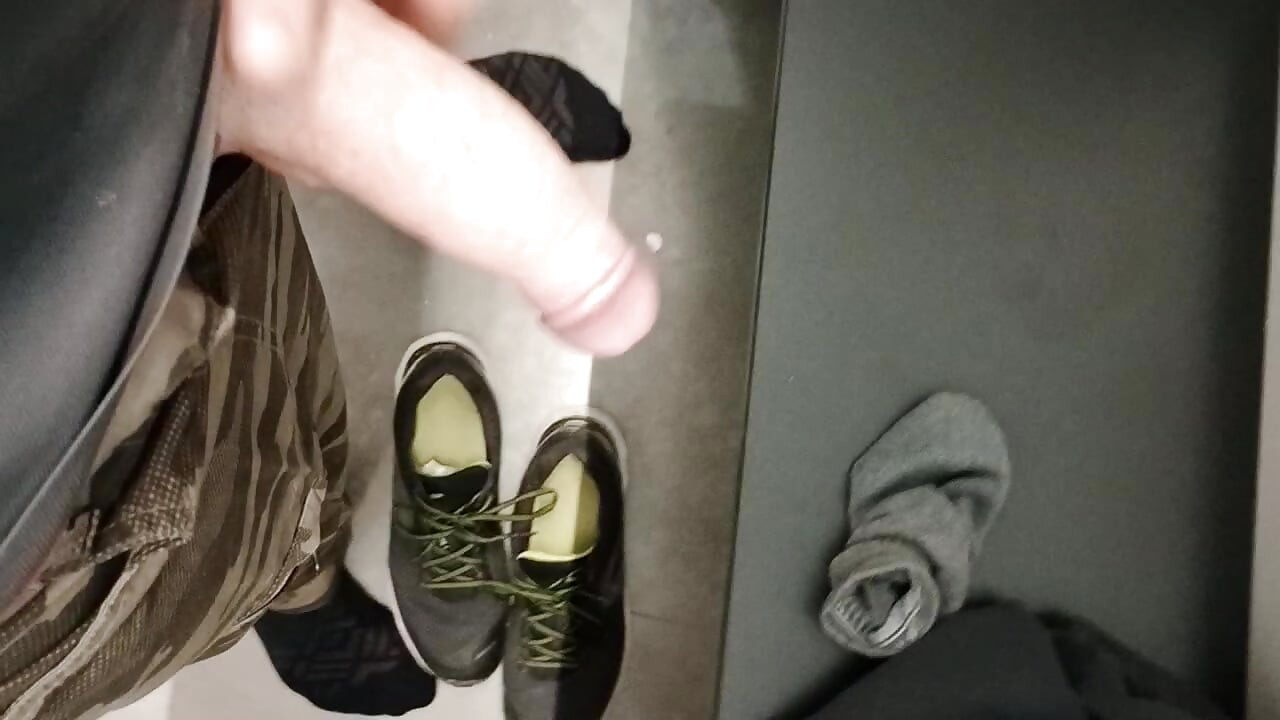 Wank in the change room of the sport shop
