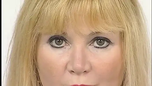 Blonde mature wearing bodystockings dildoing her slightly hairy pussy