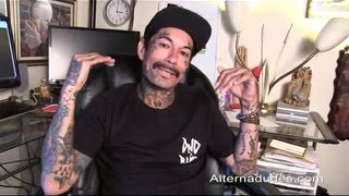 Tatted Latino Skater Beats Off