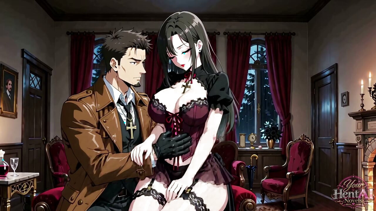 Special HALLOWEEN - Vampiriță sexy cu sâni mari futută tare de un vânător cu pula mare (Hentai)
