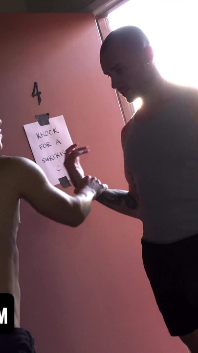 Iconic moment from "Curious Pig Bottom Next Door Becomes a Fuck Toy for a Trio of Hungry Men"