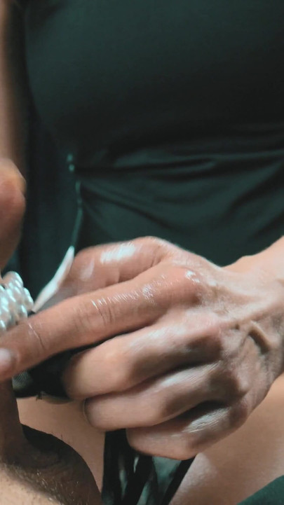 Key moment from "I love to stroke my Husbands hard cock"