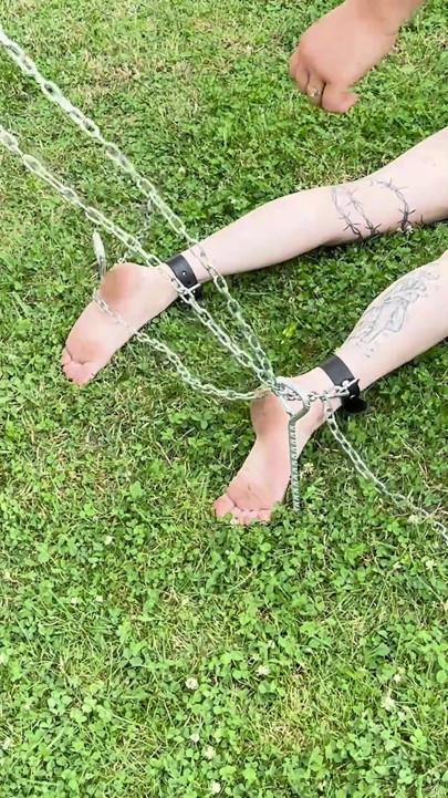 Double Female Domination with Already Heavy Bruised Slaven Who Receives More Corporal Punishment Outside in the Sun.