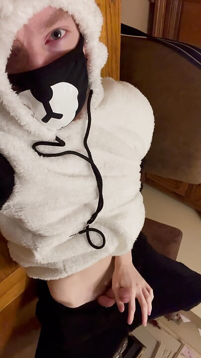 Twink in cute onesie jerking off