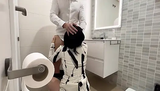 I tell the restaurant waiter that I'll wait for him in the bathroom to fuck him and give him a blowjob until he finishes cumming