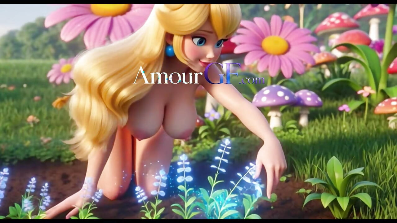 3 boyutlu animasyon prenses peach bahçede her şeyi derine alıyor