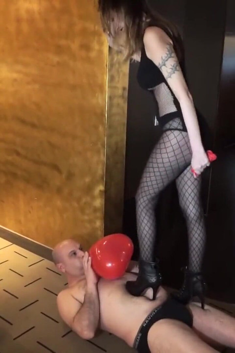 Trampling femdom chick punishing her slave