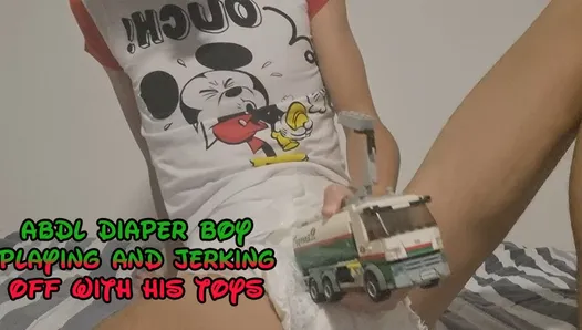 ABDL Diaper Boy Playing And Jerking Off with his Toys