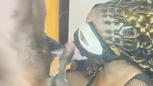 Pregnant lady giving this dude a massive blow job