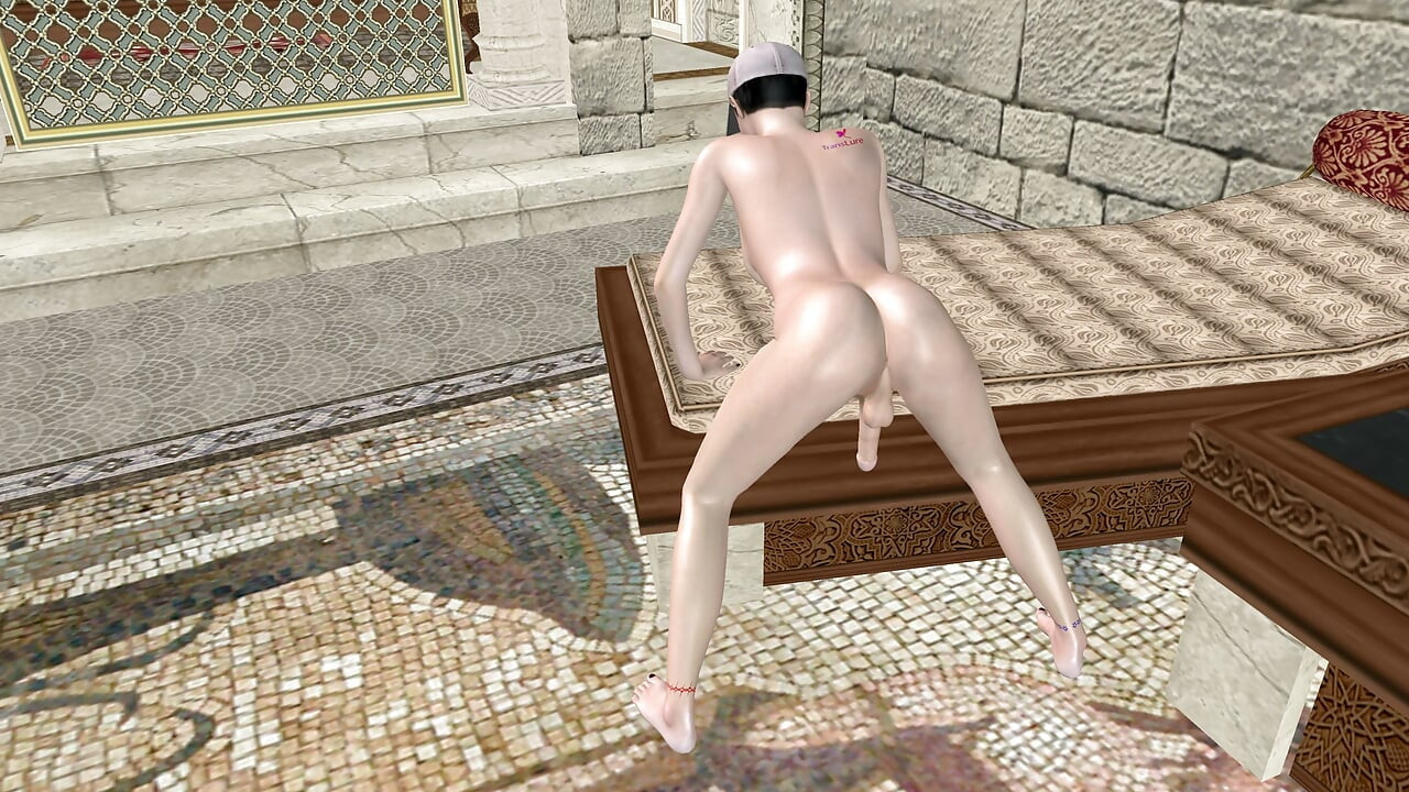Beautiful Shemale Inserts Cucumber in Ass 3D Cartoon Hentai