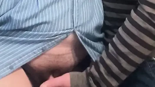 Perv Rubbing Hairy Pussy in Subway